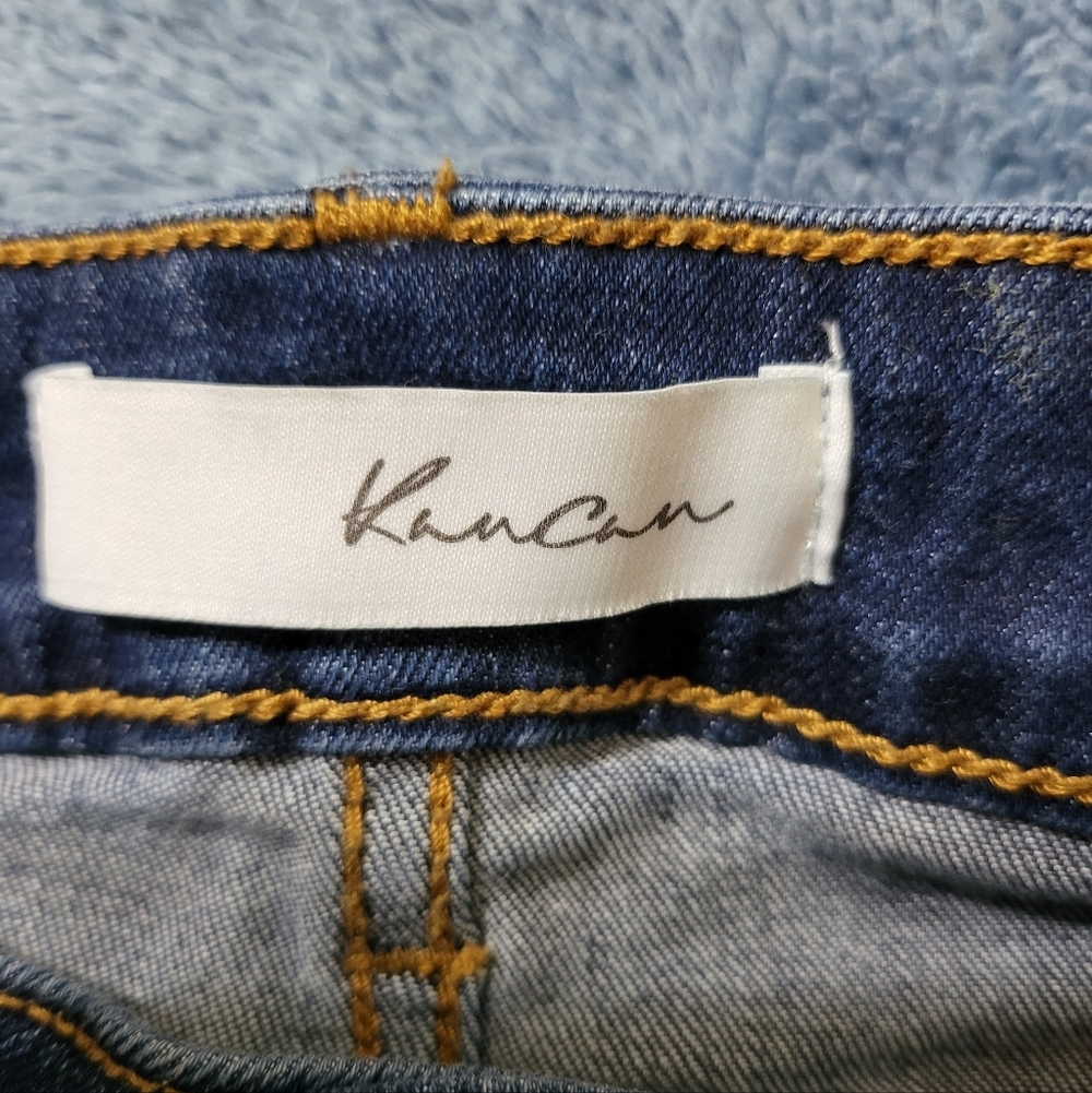 Kancan Jeans Women's 5/26 Leopard Print Cuff KC8191D Skinny Holy Distressed Blue - Picture 6 of 8